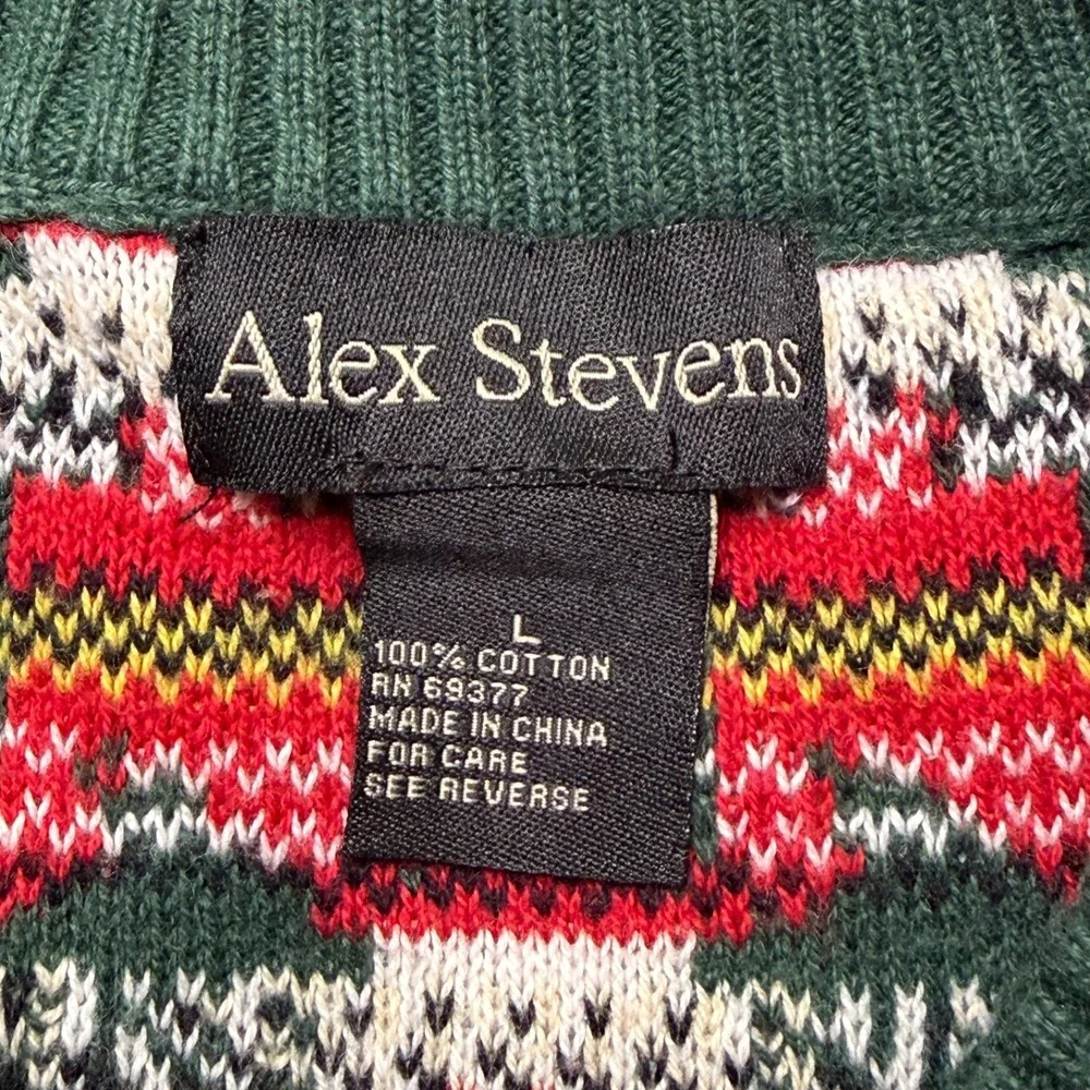 Alex Stevens Christmas Sweater Mens L Long Sleeve Cotton Pullover Santa 8 Bit